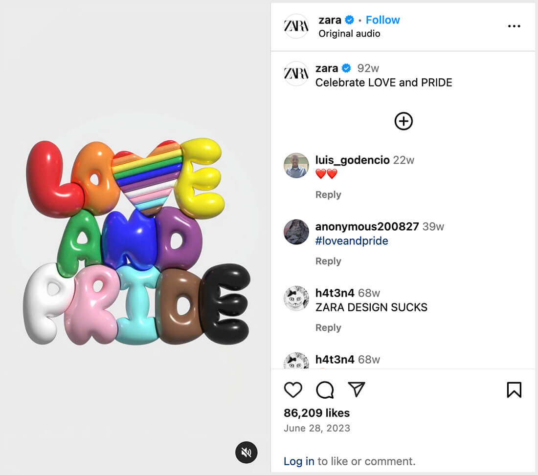 Zara Pride Post
